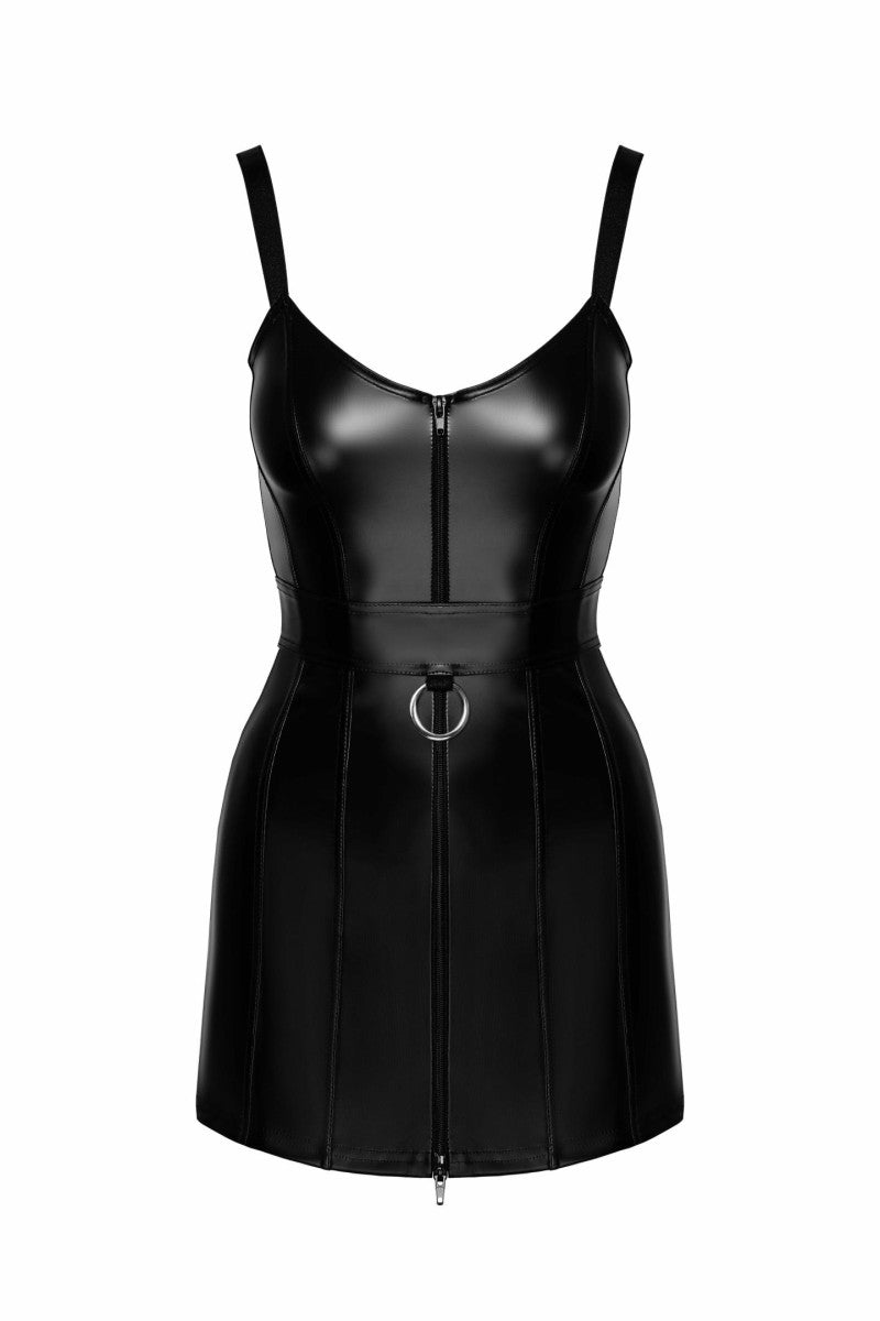 F320 Wetlook Minikleid mit Ring - 3XL-0