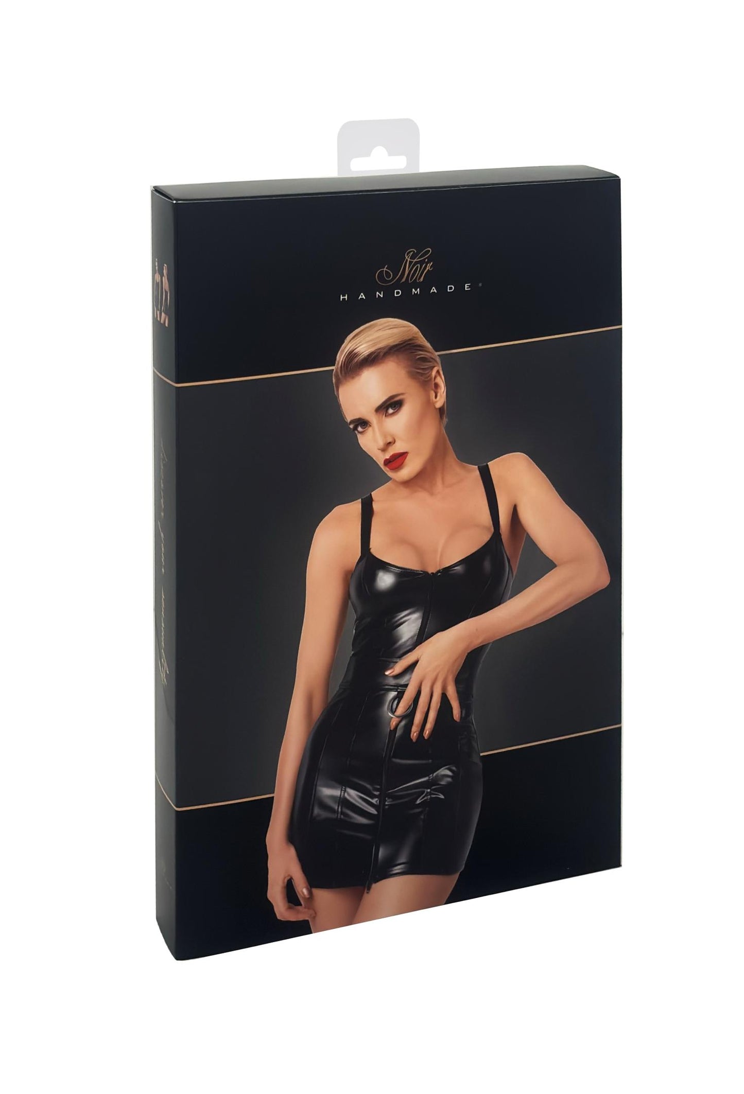 F320 Wetlook Minikleid mit Ring - 3XL-6